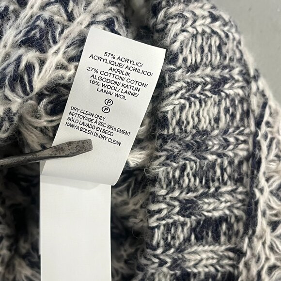 Lucky Brand Pullover Wool Blend Cable Knit Sweater XS Blue Gray Roll Neck - Picture 10 of 14